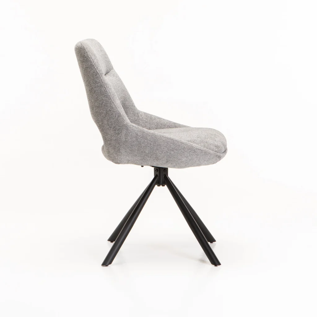 PRATO FABRIC SWIVEL DINING CHAIR - GREY