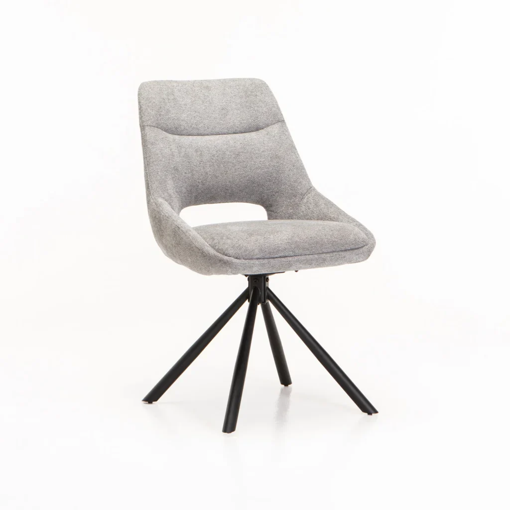 PRATO FABRIC SWIVEL DINING CHAIR - GREY