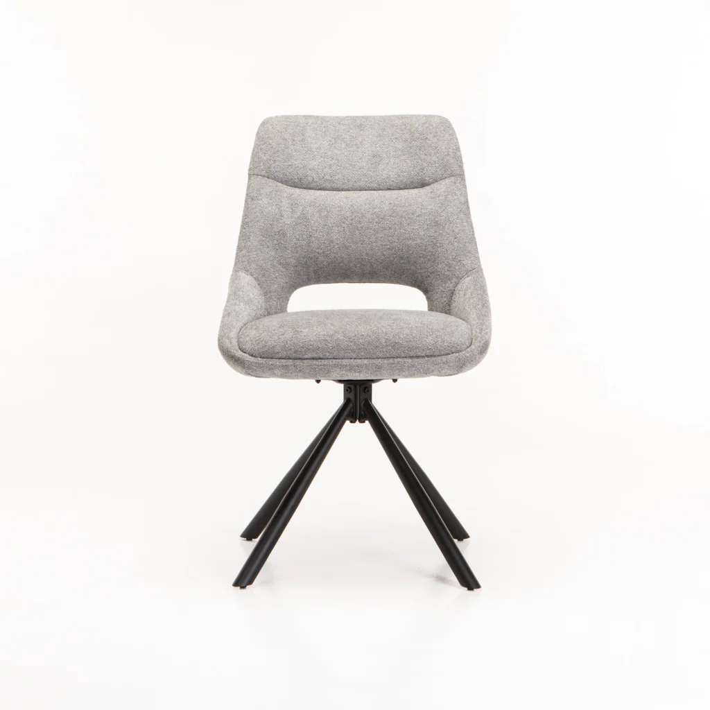 PRATO FABRIC SWIVEL DINING CHAIR - GREY