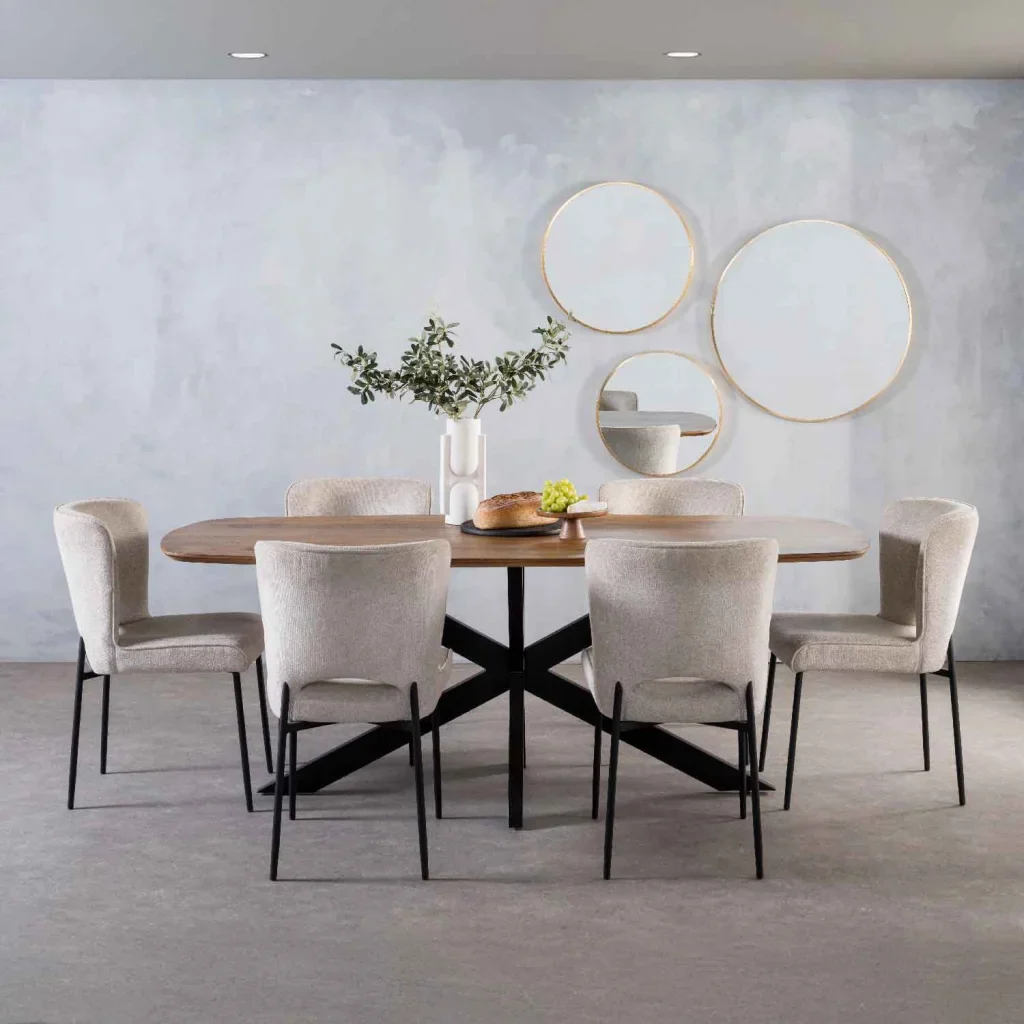 MODENA FABRIC DINING CHAIR - CREAM
