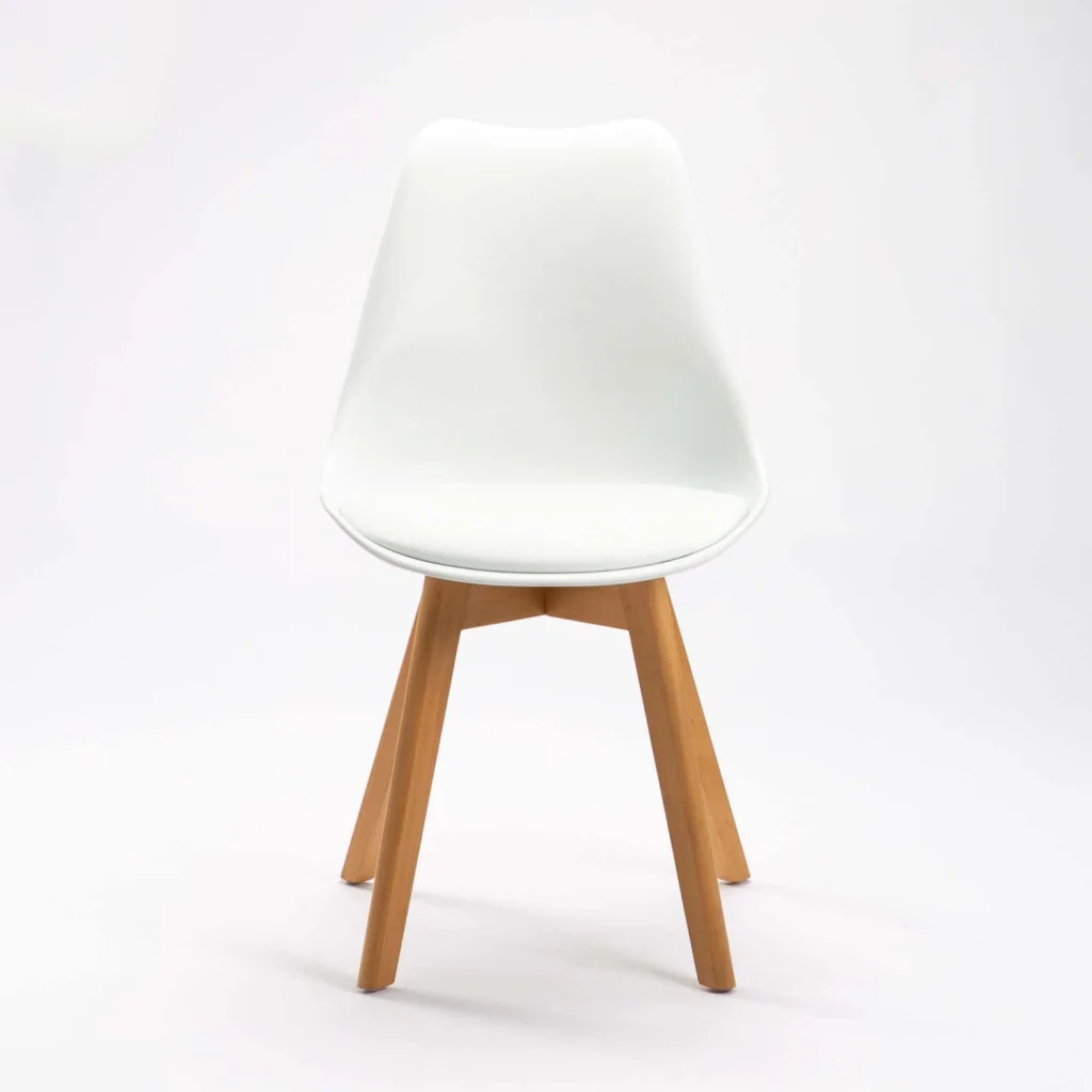 ELIA WOODEN LEG DINING CHAIR - WHITE