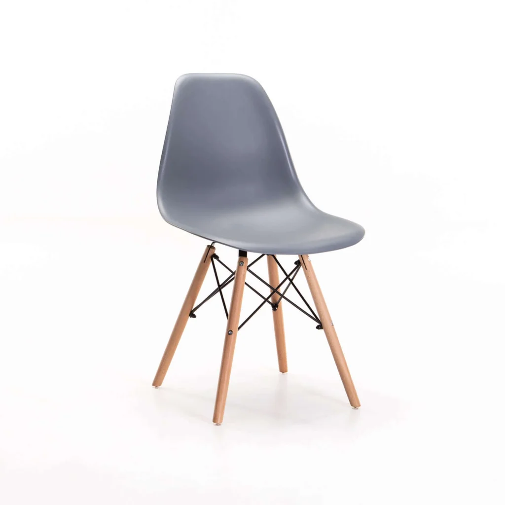 EMMY WOODEN LEG DINING CHAIR - DARK GREY