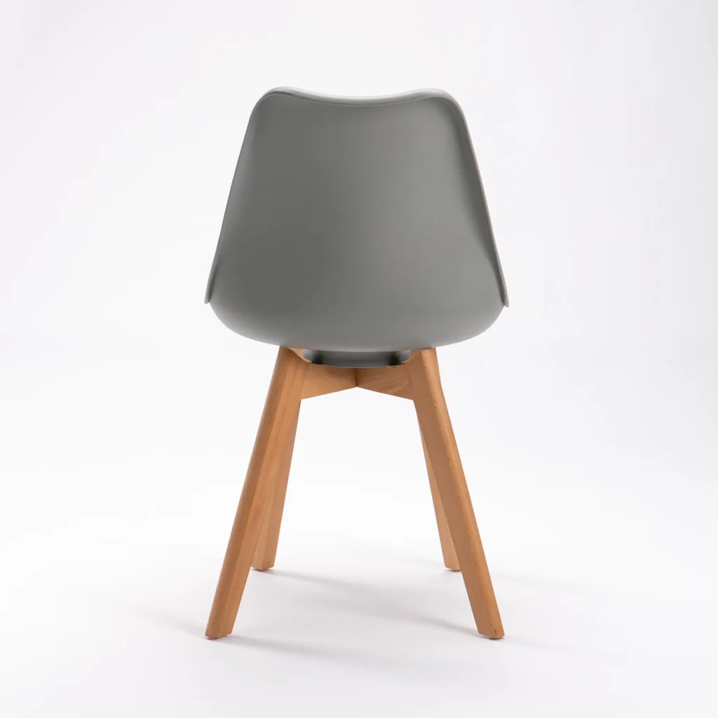 ELIA WOODEN LEG DINING CHAIR - GREY