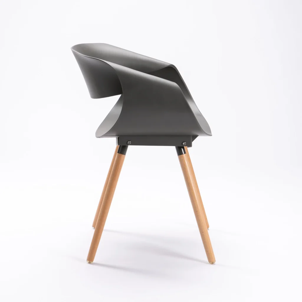 MIRA WOODEN LEG ARMCHAIR - DARK GREY