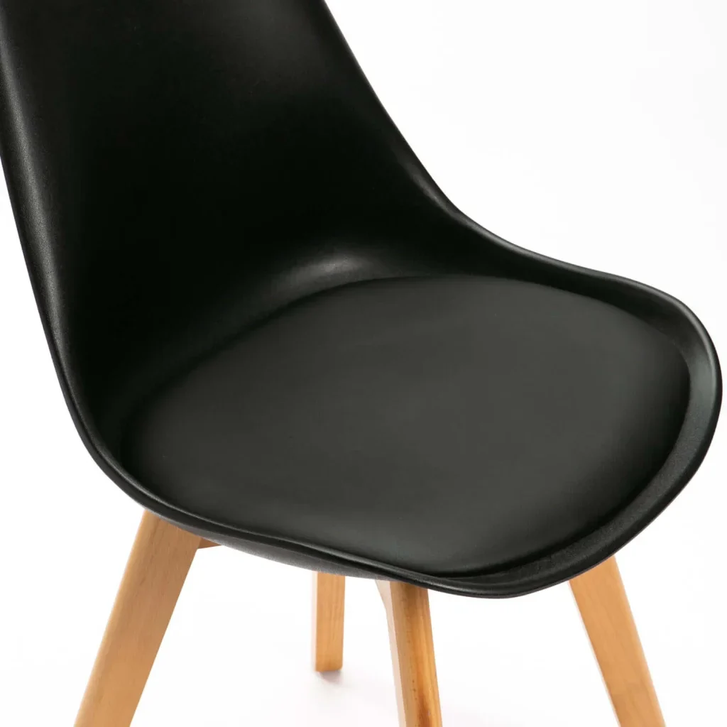 ELIA WOODEN LEG DINING CHAIR - BLACK
