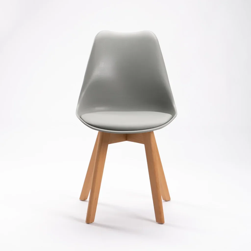 ELIA WOODEN LEG DINING CHAIR - GREY