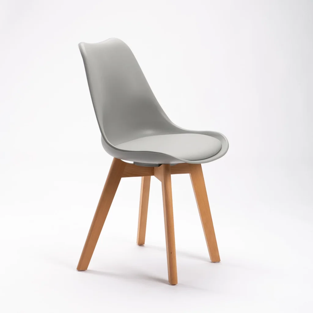 ELIA WOODEN LEG DINING CHAIR - GREY