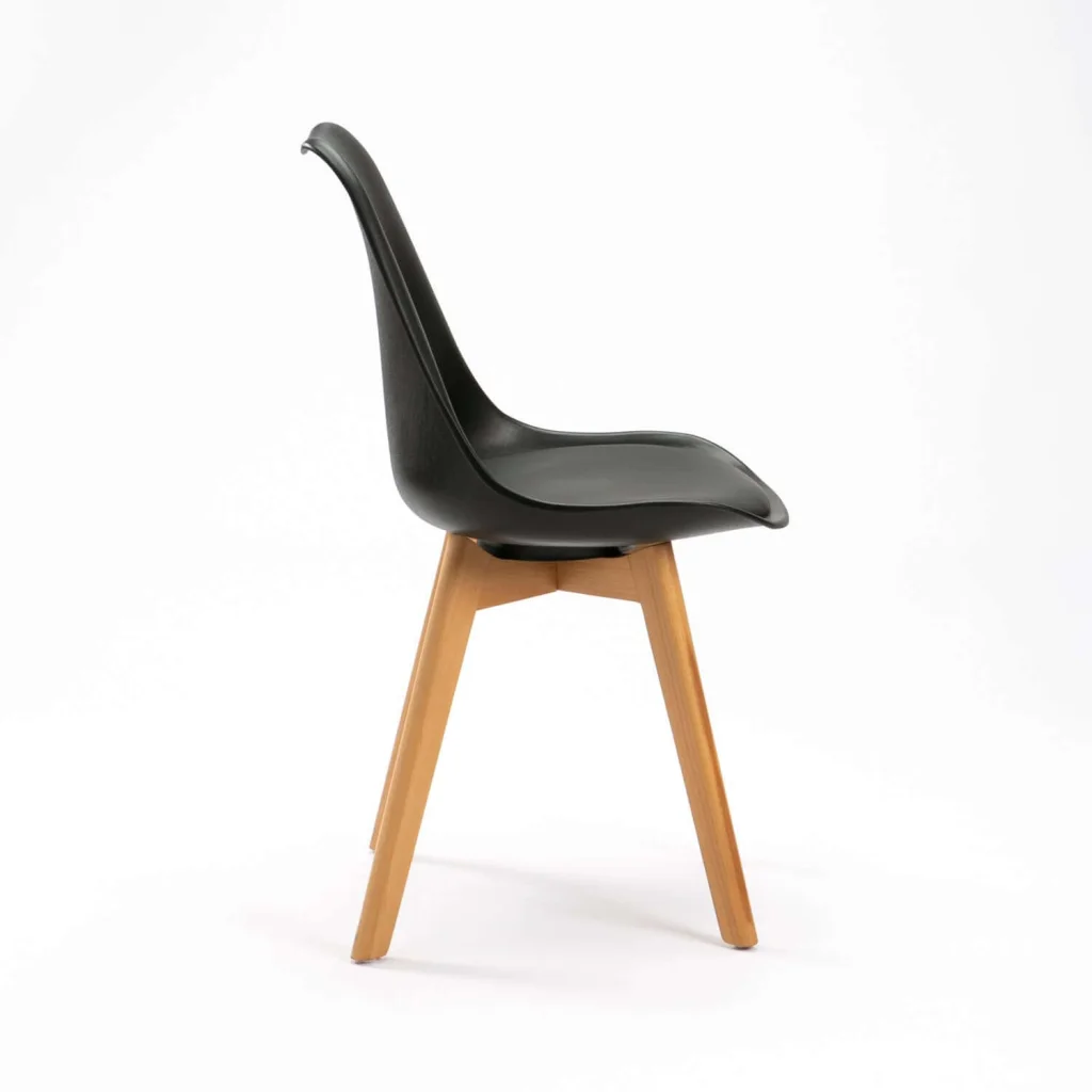 ELIA WOODEN LEG DINING CHAIR - BLACK
