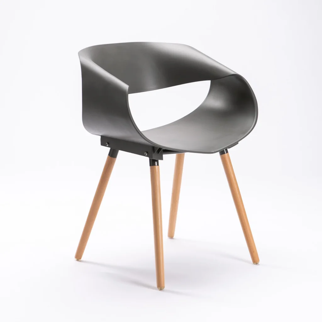 MIRA WOODEN LEG ARMCHAIR - DARK GREY