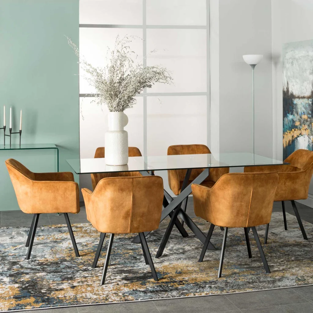 PIA DELUXE VELVET DINING CHAIR - MUSTARD