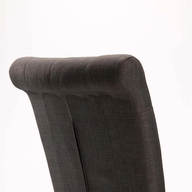 CHESTERFIELD FABRIC DINING CHAIR - DARK GREY