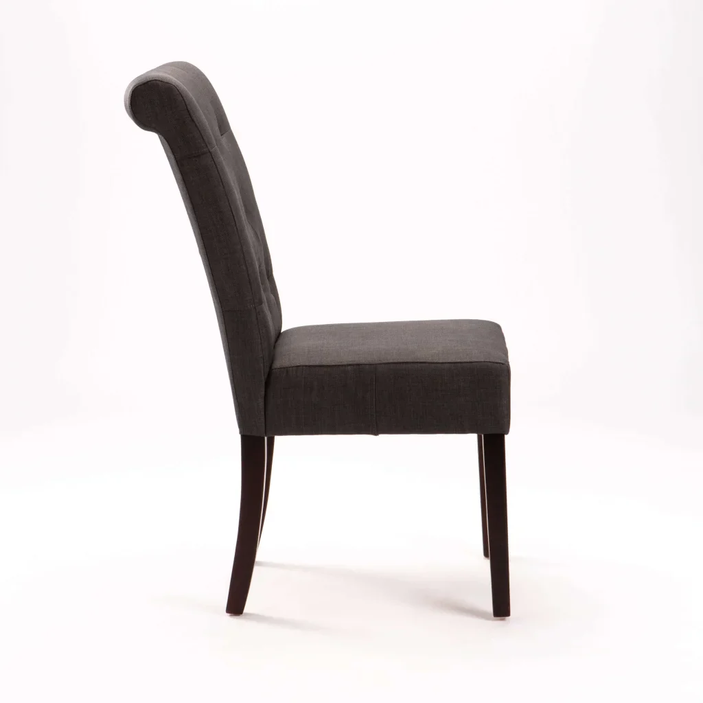 CHESTERFIELD FABRIC DINING CHAIR - DARK GREY