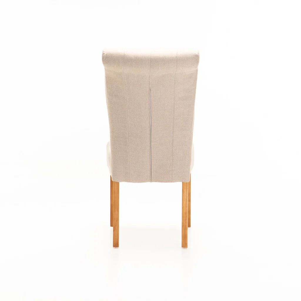 CHESTERFIELD FABRIC DINING CHAIR - CREAM/ NATURAL