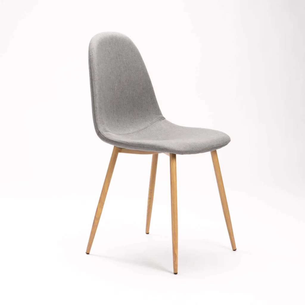 COVE FABRIC DINING CHAIR - GREY/ NATURAL