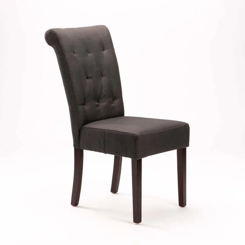 CHESTERFIELD FABRIC DINING CHAIR - DARK GREY
