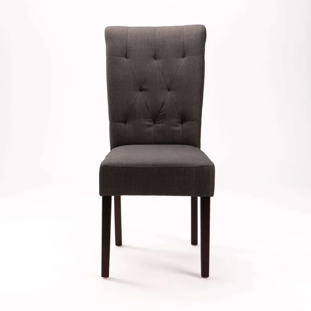 CHESTERFIELD FABRIC DINING CHAIR - DARK GREY