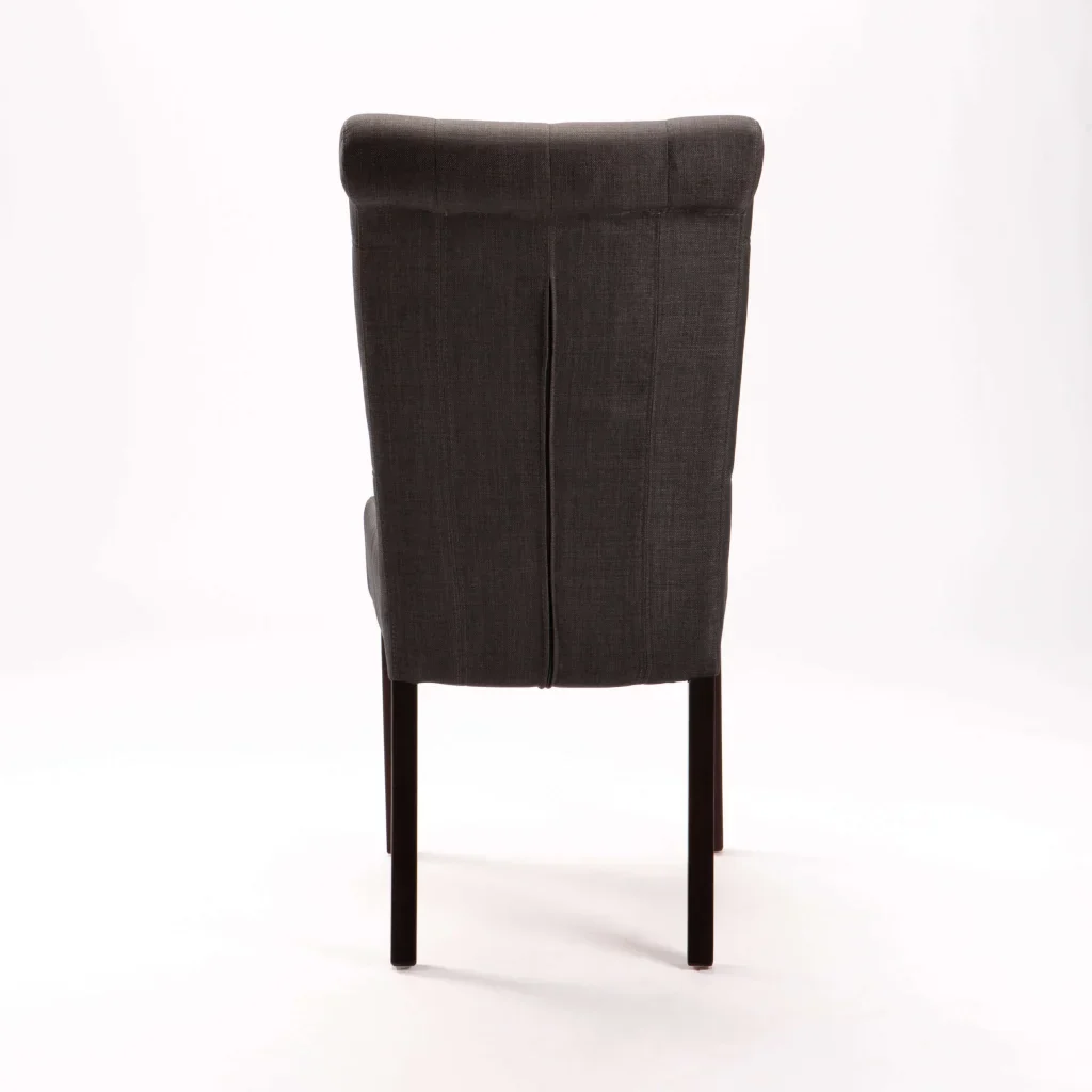 CHESTERFIELD FABRIC DINING CHAIR - DARK GREY