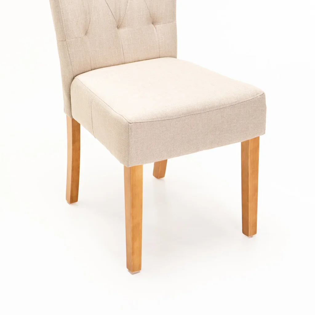 CHESTERFIELD FABRIC DINING CHAIR - CREAM/ NATURAL