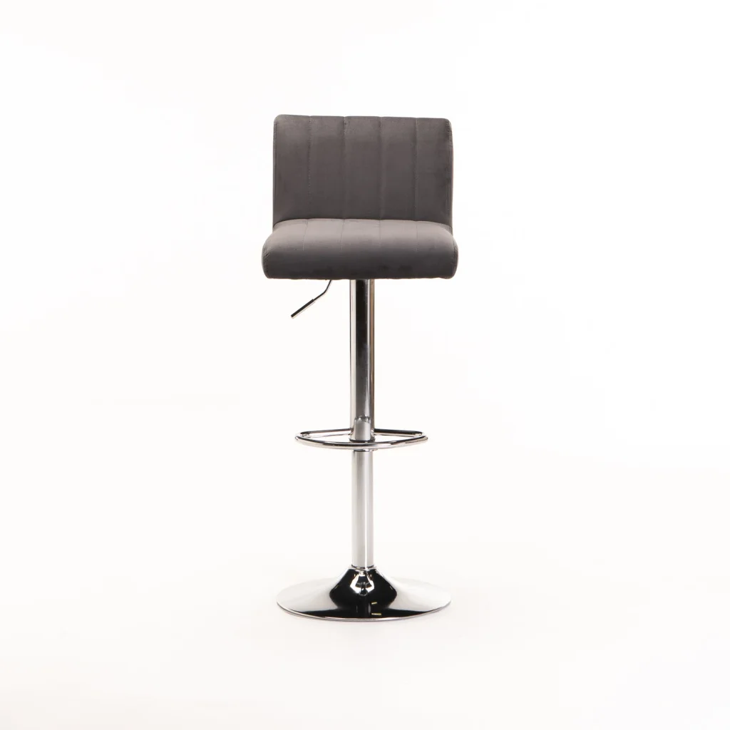 MIA VELVET BAR/KITCHEN STOOL - GREY