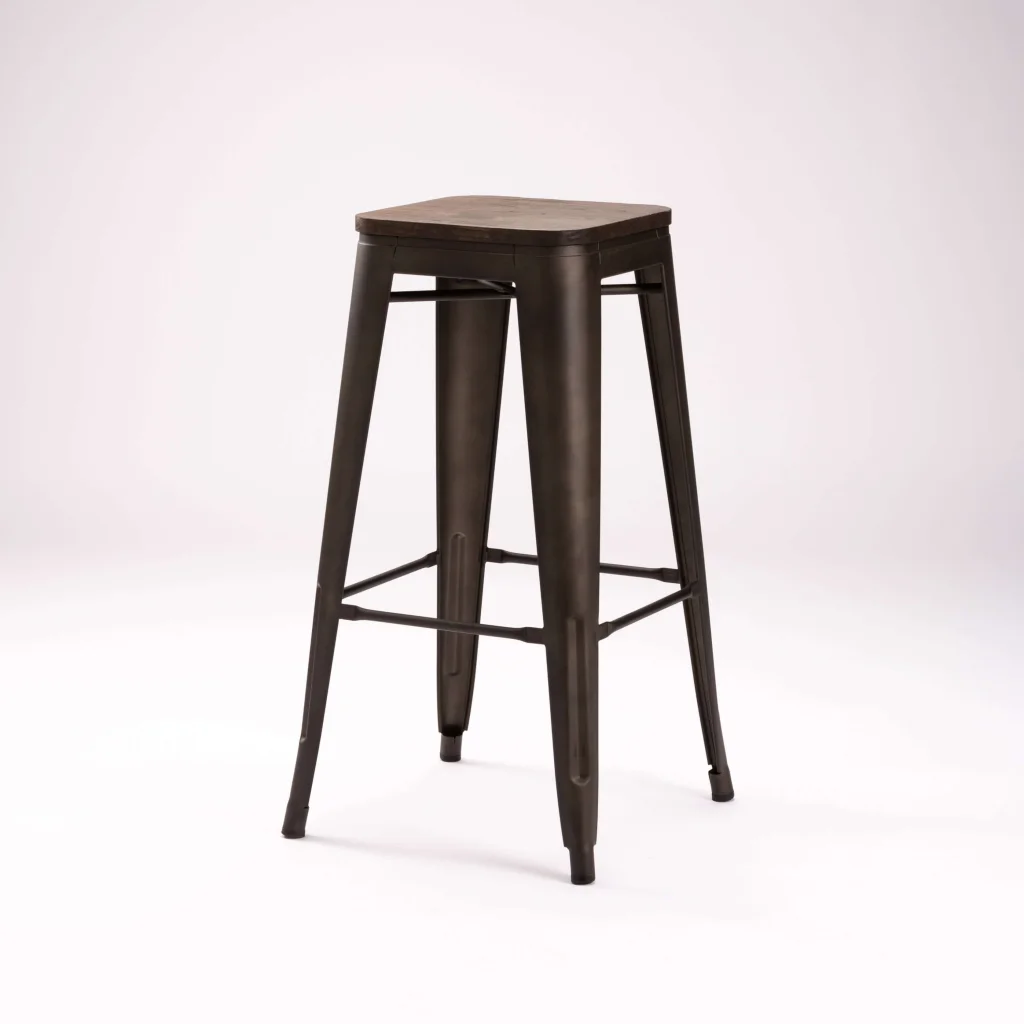 BRONX BARSTOOL WITH WOOD - RUSTIC