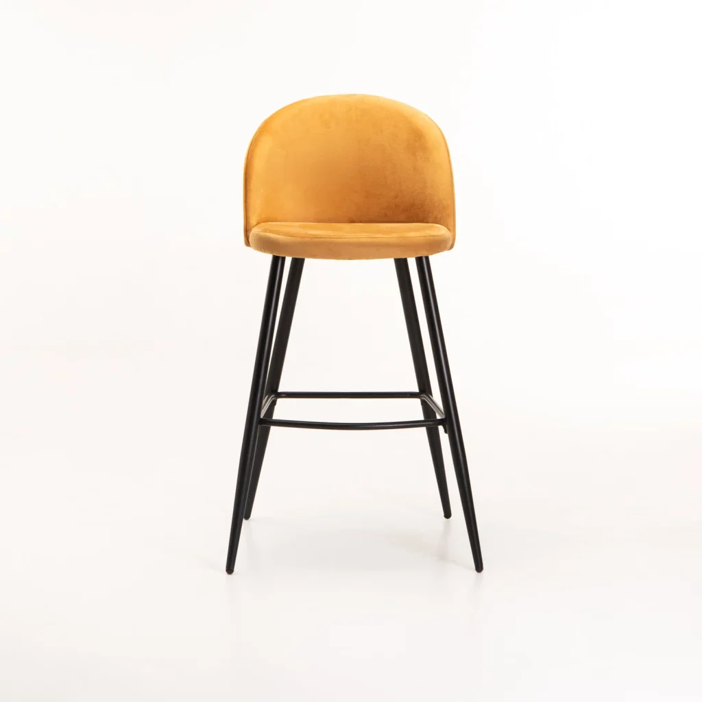 MADDIE VELVET KITCHEN STOOL - MUSTARD