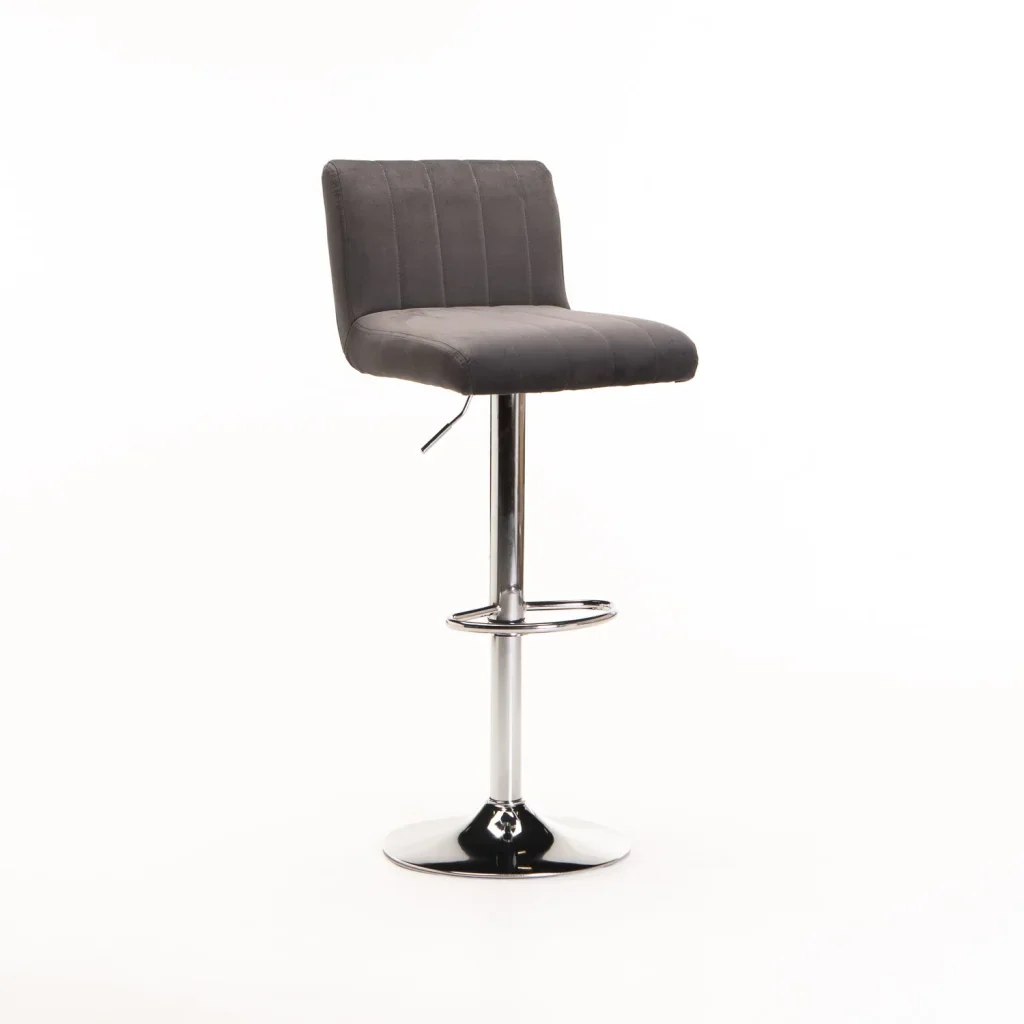 MIA VELVET BAR/KITCHEN STOOL - GREY
