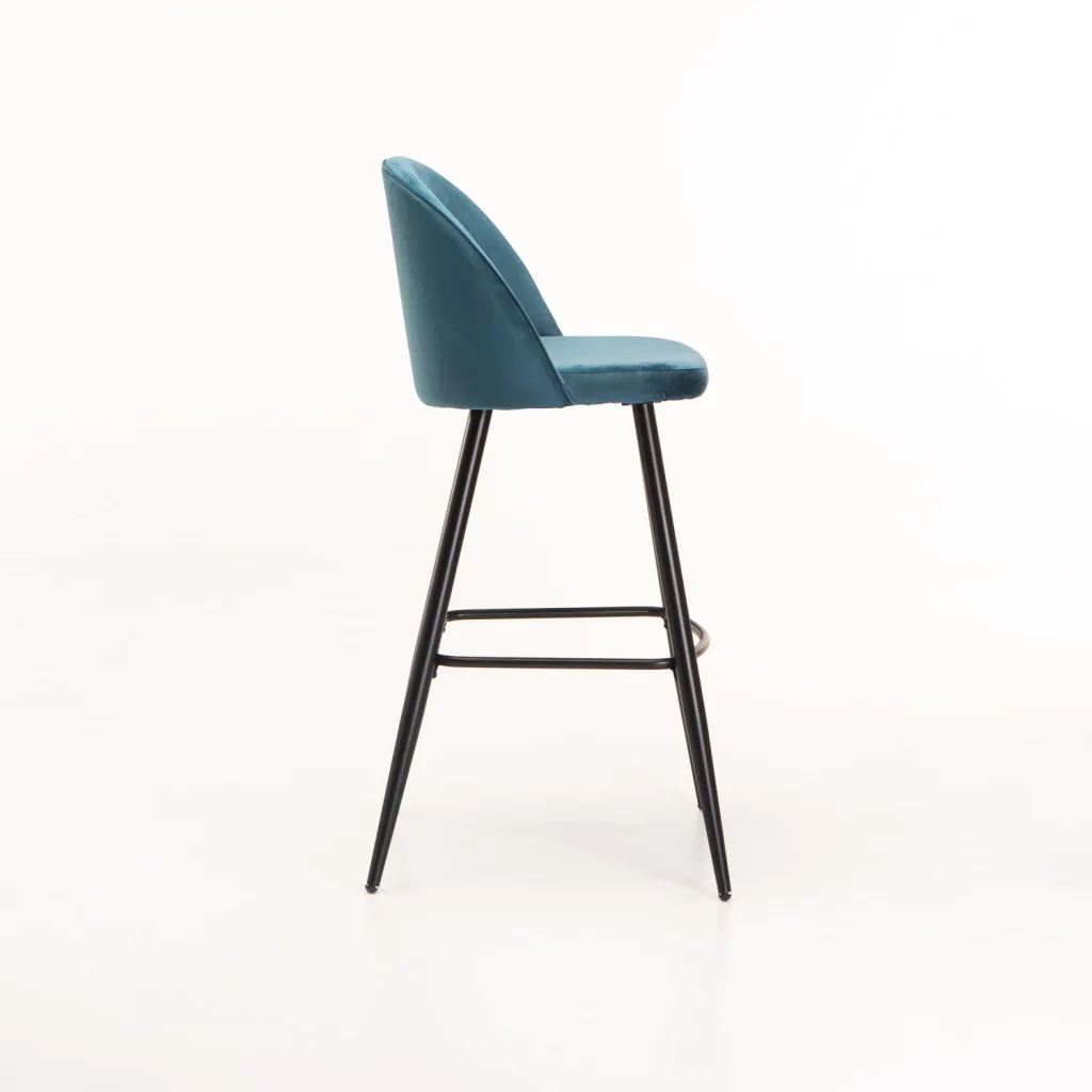 MADDIE VELVET BARSTOOL -  PETROL BLUE
