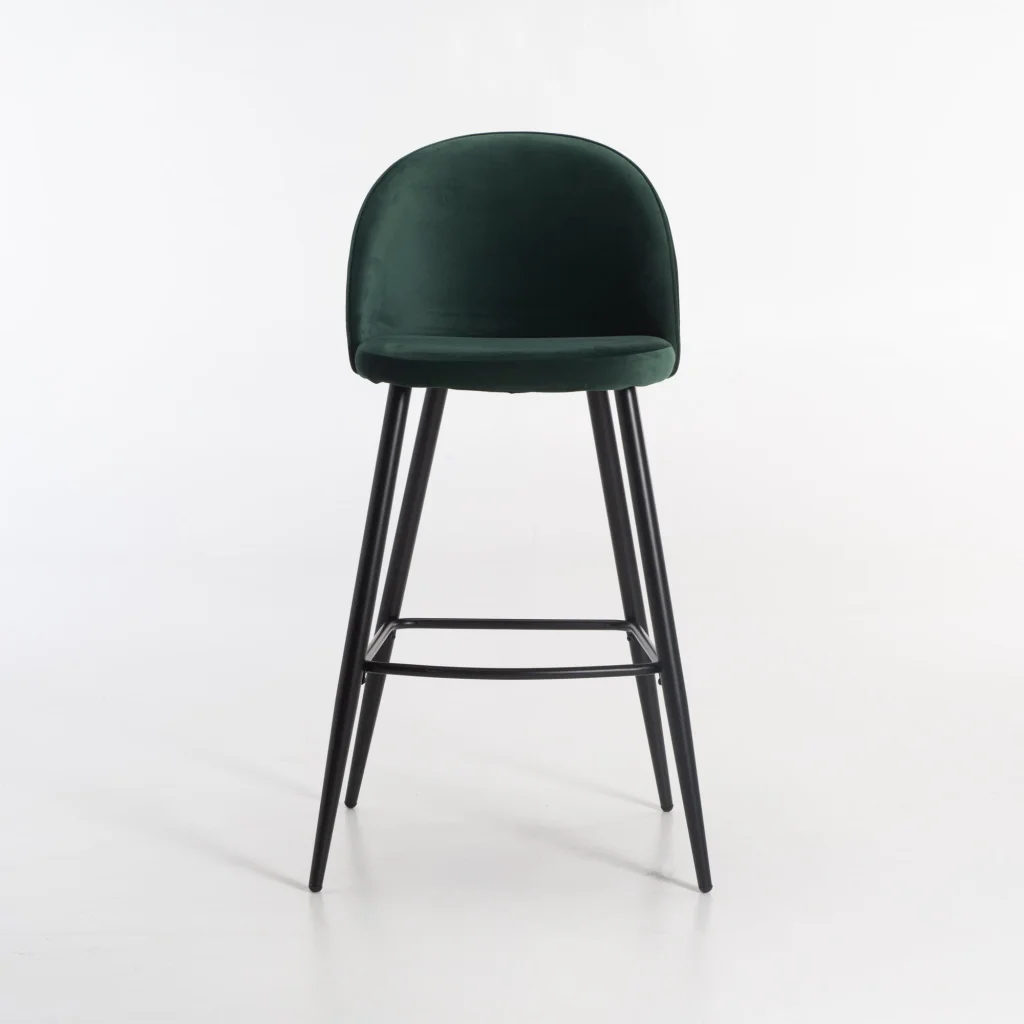 MADDIE VELVET BARSTOOL -  FOREST GREEN