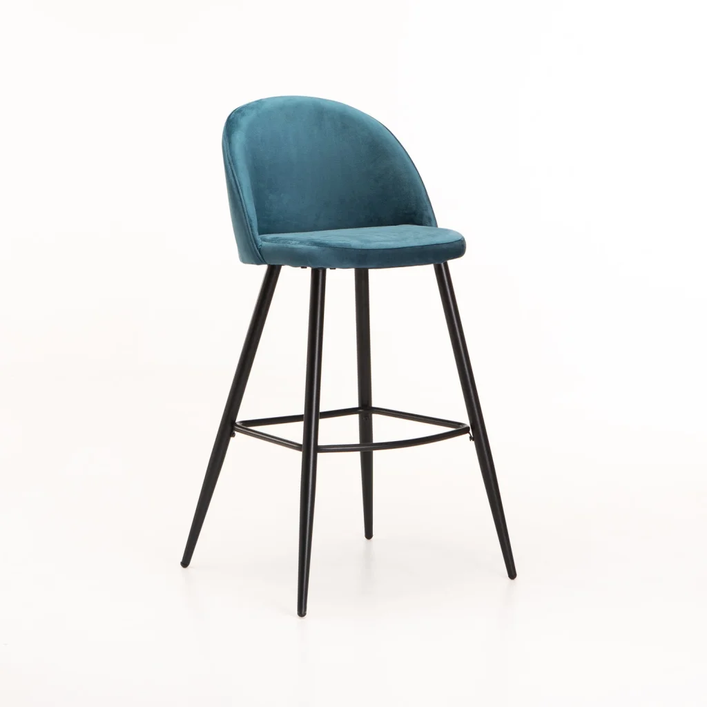 MADDIE VELVET BARSTOOL -  PETROL BLUE