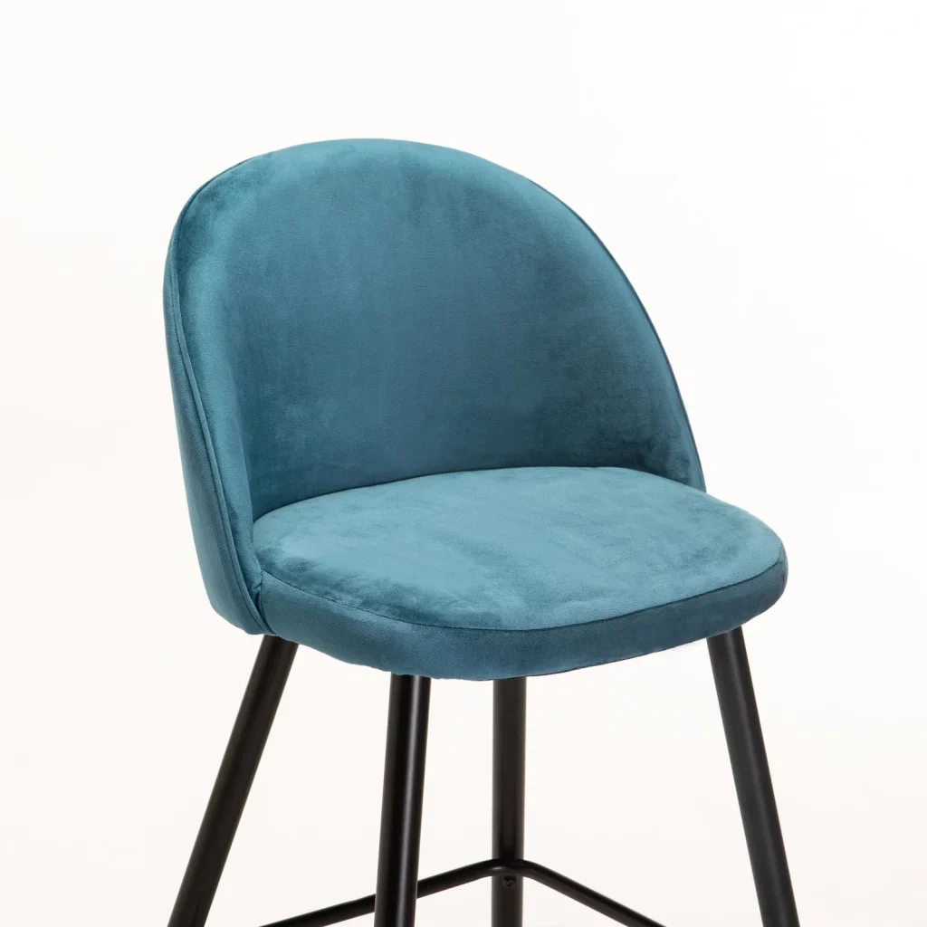 MADDIE VELVET BARSTOOL -  PETROL BLUE