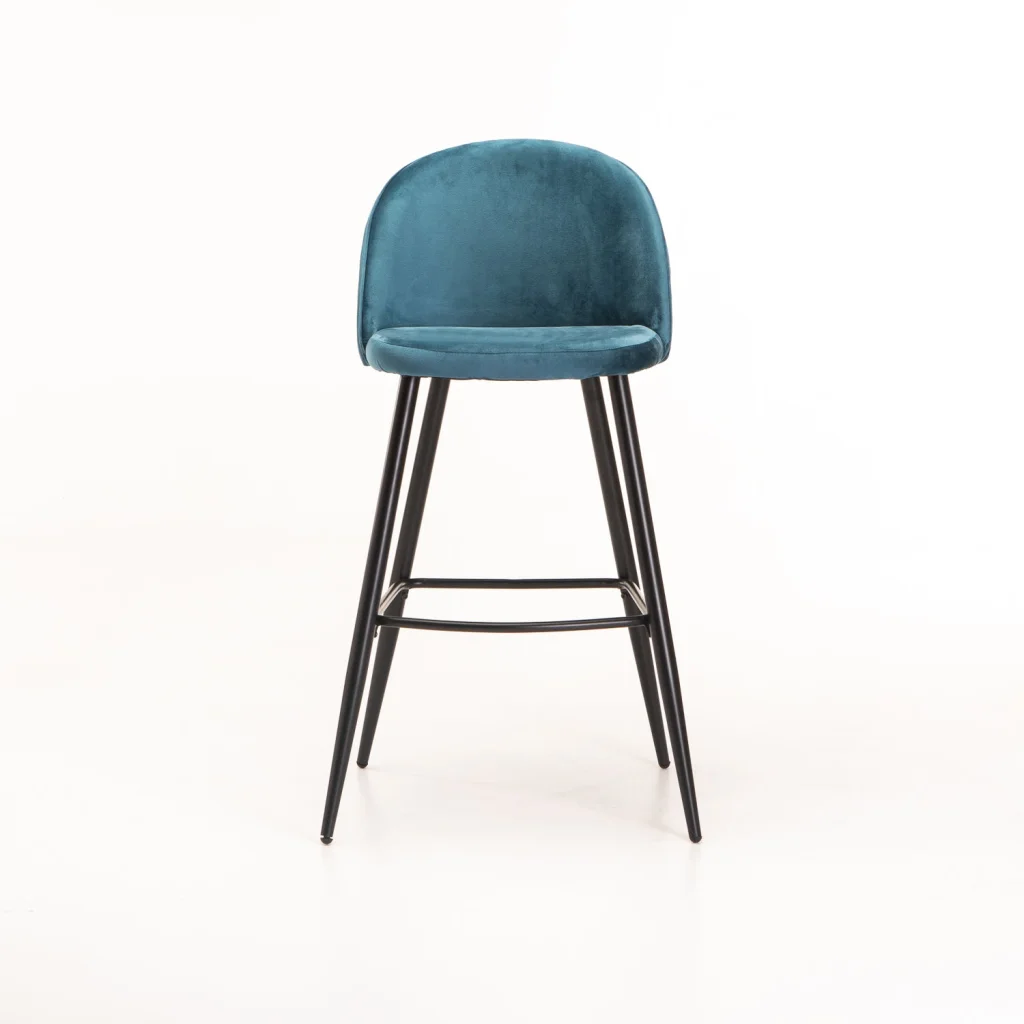MADDIE VELVET BARSTOOL -  PETROL BLUE