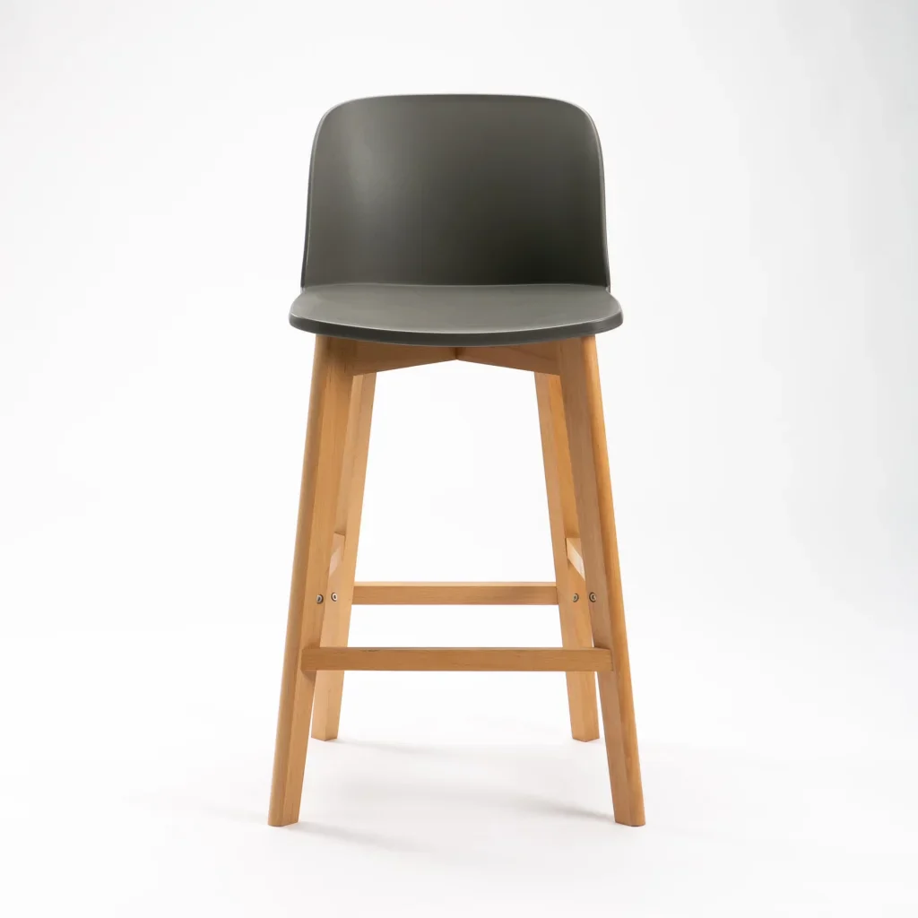 ZEN LUXURY WOODEN LEG KITCHEN STOOL - DARK GREY
