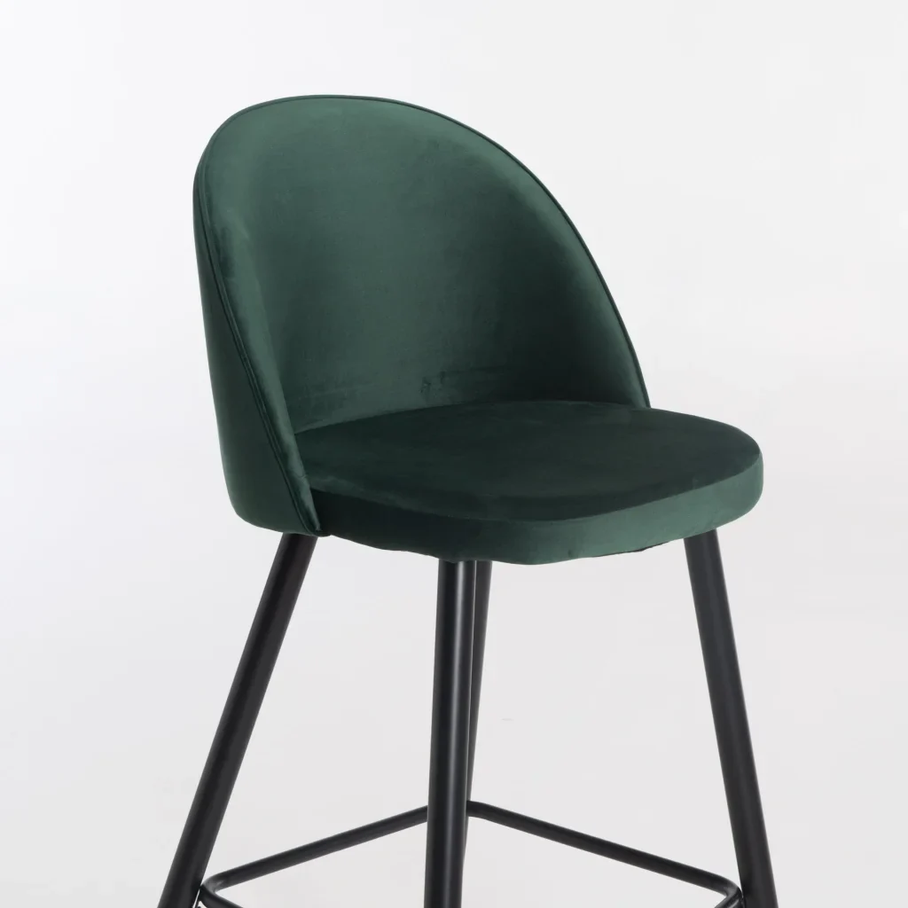 MADDIE VELVET BARSTOOL -  FOREST GREEN