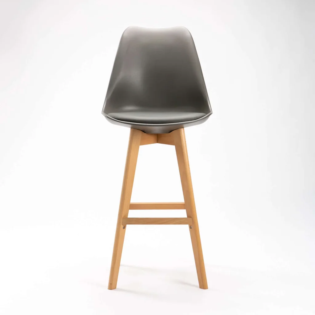 EVA WOODEN LEG BARSTOOL - DARK GREY