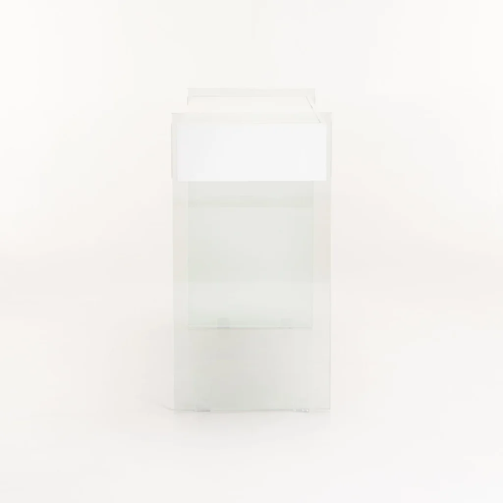 OPAL 110x40cm 12MM TEMPERED GLASS CONSOLE WITH DRAWERS - WHITE