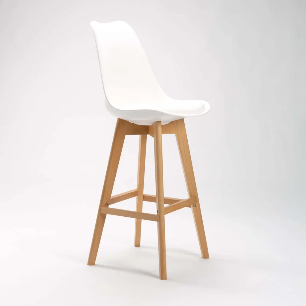 EVA WOODEN LEG BARSTOOL - WHITE
