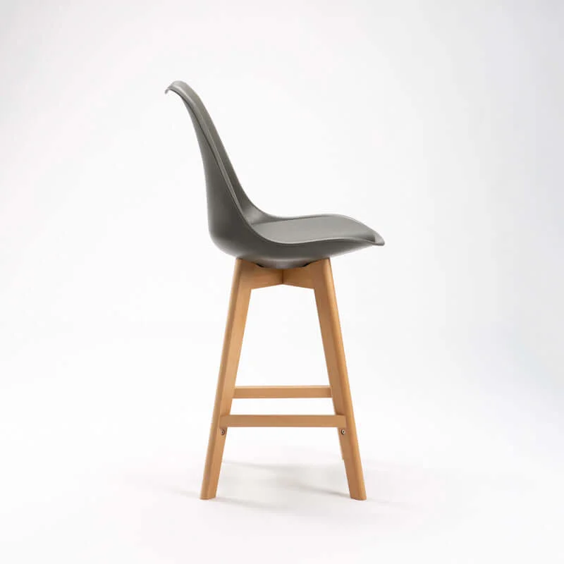 EVA WOODEN LEG KITCHEN STOOL - DARK GREY