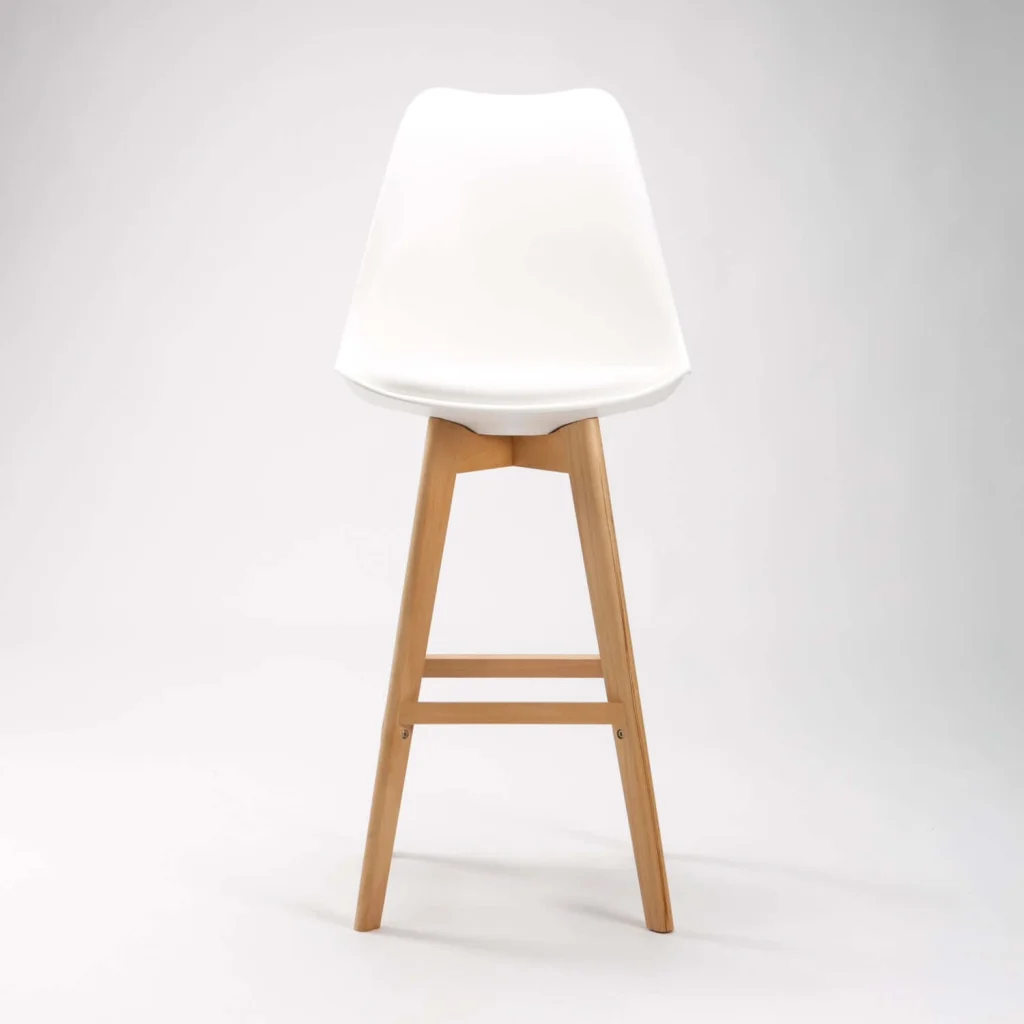 EVA WOODEN LEG BARSTOOL - WHITE