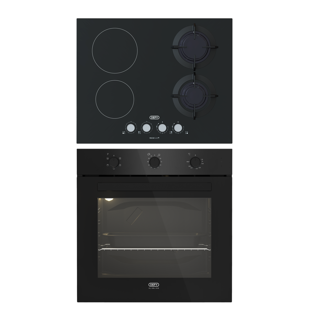 DEFY Gas Oven & Hybrid Hob Box Set (DBO600G & DHG606)